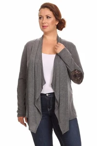 Nuevo cárdigan tejido al carbón talla grande para mujer con coderas talla 2X EE. UU. - Imagen 1 de 2
