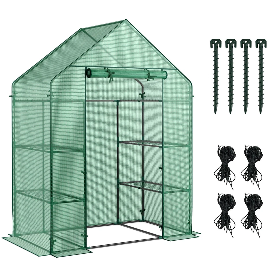 Portable Mini 8 Shelves Walk in Greenhouse Outdoor 4 Tier Green House