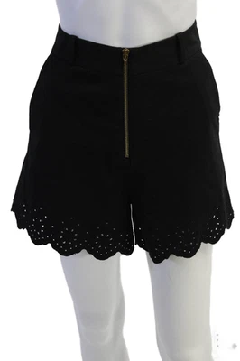 Derek Lam 10 Crosby Womens Cotton Eyelet Zip Front Mini Shorts Black Size M - Image 1 of 4