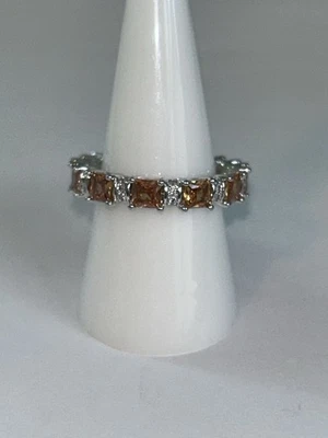 Anillo Banda Topacio Ahumado Talla 8 LUCK BE A LADY en Fiesta Bomba Rodio ¡NUEVO! Foto 1 de 4