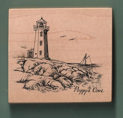Sello de goma montado en madera PSX Peggys Cove Lighthouse Nova Scotia K2775 Foto 1 de 2