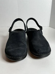 LL Bean Black Suede Leather Clogs Women's Slip On Mules size 40 - Picture 1 of 13