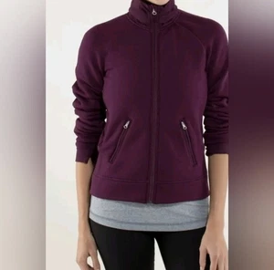 Lululemon Keep It Cozy Damenjacke Pflaume durchgehender Reißverschluss Langarm Stehkragen Größe S - Bild 1 von 6