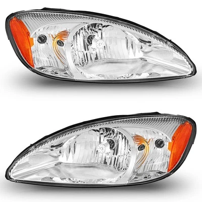 WEELMOTO Pair Headlights For 2000-2007 Ford Taurus Chrome Amber Corner Headlamps - Image 1 of 4