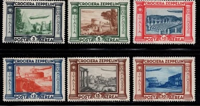 Italy 1933 Airmail Zeppelin complete set MLH old CV 150 EUR very seldom - Image 1 of 2