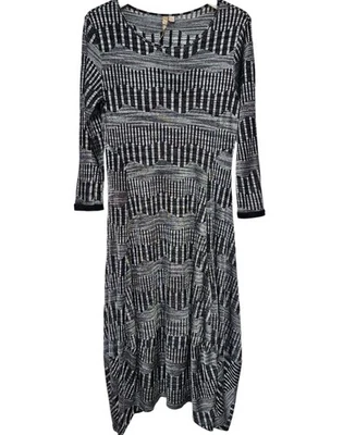 Cómodo Vestido EE. UU. Para Mujer L Midi Sonia Globo Dobladillo Acanalado Tejido Rayas Lagenlook  Foto 1 de 4