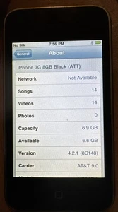 iPhone 3G 8GB Black (AT&T) A1241 (GSM) Fast Ship Good Used CRACK Back - Picture 1 of 4