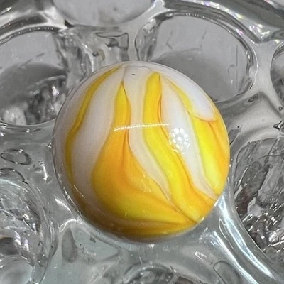 Vintage Alley Agate Flame Pennsburo WV Orange Glass Marble Super Rare WET MINT - Image 1 of 4