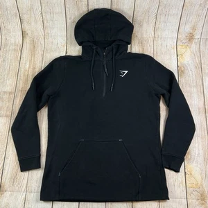 Sudadera con Capucha Negra Pullover Media Cremallera Gymshark Para Hombres Talla Grande - Imagen 1 de 6