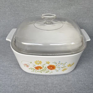 Vtg Corning Ware A-5-B 5 Quart Wild Flower Casserole Dish With Pyrex Lid A12C - Picture 1 of 13