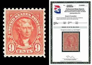 Scott 590 1926 9c Jefferson Perf 10 Issue Mint Graded VF-XF 85 NH with PSE CERT - Picture 1 of 1