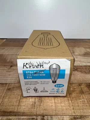 Koueh ST64 Clear 60W Vintage Edison Bulb E26 110-120V Amber Glass Energy-Efficie - Image 1 of 2