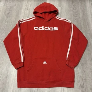 Vintage Adidas Logo Hoodie Sweatshirt Pullover sz XL Youth Boys Red - Picture 1 of 6