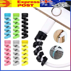 24/8 Pcs Silicone Charging Cable Protector Set - Spiral Cord Saver for USB Phone - Picture 1 of 21