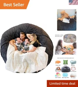 4FT Giant Fur Bean Bag Chair Cover, Ultra Soft Bean Bag Bed for Adults No Fil... - Picture 1 of 7