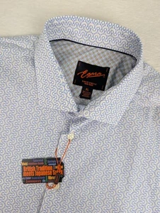 Egara Slim Fit Dress Shirt Mens XL Stretch Non Iron Blue Geometric NWT - Picture 1 of 10