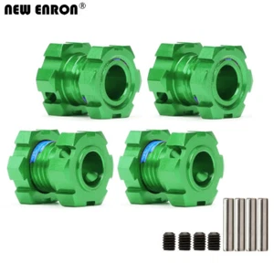 GREEN Aluminum 17MM Splined Wheel hubs & nuts FOR TRAXXAS E-Revo 2.0 VXL 86086-4 - Picture 1 of 10