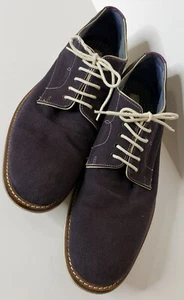 Ted Baker London Mens Shoes 12 Dark Blue Canvas “Tich” Oxford Round Toe Lace Up - Picture 1 of 4