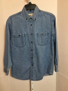 J. Khaki Youth Boys Blue Denim Jean Long-Sleeve Button Front Shirt Medium Cotton - Picture 1 of 8