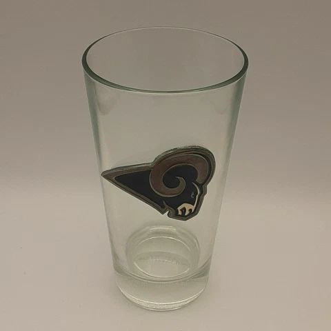 St Louis Rams Pint Beer Glass Pewter Emblem Logo Football Engraved Bottom NFL Cover