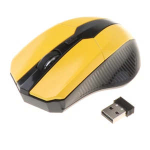 Drahtlose optische Computermaus mit USB Empfänger für Computer Gelb - Photo 1/10