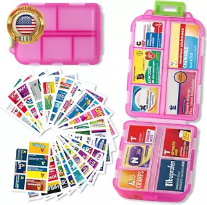 Pill Organizer with Medicine Labels Travel Daily Pill Container Mini Medication - Picture 1 of 8