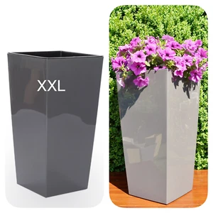 Blumentopf XXL anthrazit (H:67cm) Eckig Blumenkübel Pflanzeinsatz Hochglanz - Bild 1 von 4