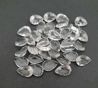 Lote de 10 piedras preciosas sueltas de cuarzo de cristal natural corte pera 13*18 mm 100 CT Foto 1 de 4
