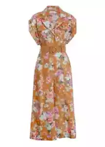 ZIMMERMANN PATTIE CUFFED FLORAL LINEN SHORT SLEEVE JUMPSUIT SIZE 1 NWT RRP$850 - Picture 1 of 13