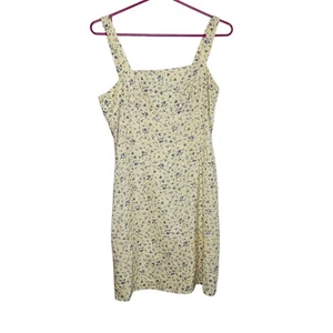 Mandee Vintage Y2K 90s Eyelet Yellow Floral Sundress Cottagecore Short Dress M - Picture 1 of 9