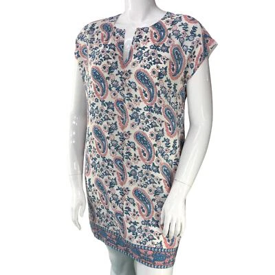 Camisa de vestir Madewell para mujer talla L cachemira floral túnica seda cuello abertura Foto 1 de 4