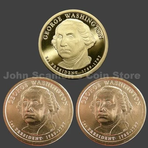 Trio of 2007 Washington Presidential Dollars P&D BU and S-Mint Proof (3 Coins) - Picture 1 of 2