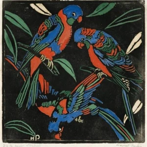 Lorikeets Art Print – Margaret Preston, 1925, Australian Woodblock Print - Picture 1 of 2