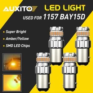 4pcs AUXITO 1157 LED Amarillo Ámbar DRL Señal de giro Estacionamiento Bombillas de luz de alta potencia - Imagen 1 de 12
