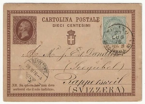 Regno - Cartolina Postale 10 c. 1874 con 5 cent. per la Svizzera - Picture 1 of 1