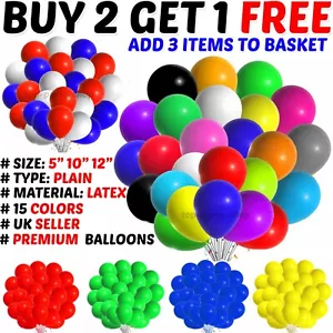 5" 10" 12" inch PLAIN latex balloons WHOLESALE party birthday 100 wedding UK - Picture 1 of 18