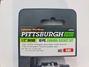 NUEVO Pittsburgh Alta Visibilidad 1/2 pulgada Drive SAE 10 - Piezas - JUEGO DE ENCHUFES CROMADOS - Imagen 1 de 5