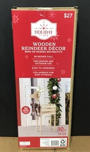 Holiday Time 30" Decorazione Renna in Legno Veranda Fioriera Natale Nuova in Scatola - Foto 1 di 4