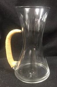 Unusual Carl Aubock ? Glass Raffia Handled Vase? Creamer? Mid Century Modern - Picture 1 of 7