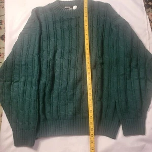 Windy Hill Green Cable Knit Sweater Large Acrylic Warm Cozy Pullover Top - Picture 1 of 7