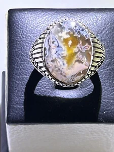 Handmade Men 950 Silver Ring Rare Genuine Yemen Aqeeq Agate عقيق يمني صياغة الأش - Picture 1 of 22