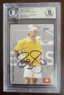 Roger Federer Auto Signed 2003 Netpro Elite Event Promo Rookie Beckett Slabbed - Image 1 of 2