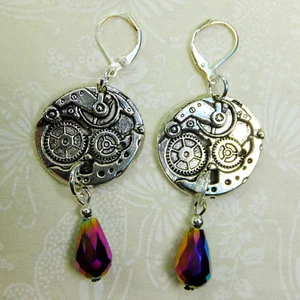 Reloj Steampunk Fantasía Peltre Metal Dijes Colgantes Gotas Lágrimas Pendientes NUEVO - Imagen 1 de 2