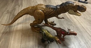 Jurassic World Dinosaur Lot of 3 Mattel T Rex Pachycephalosaurus Coelurus - Picture 1 of 4