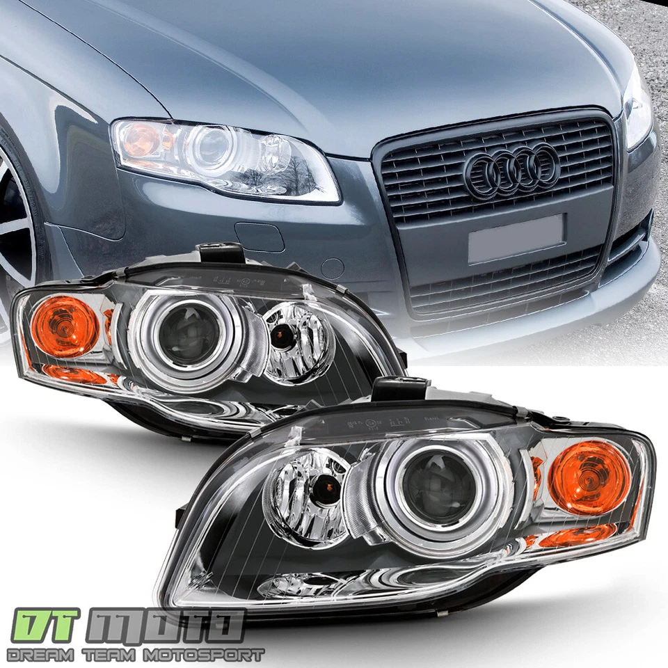2006 2007 2008 Audi A4 S4 HID/Xenon w/o AFS Headlights Headlamps Pair Left+Right - Image 1 of 4