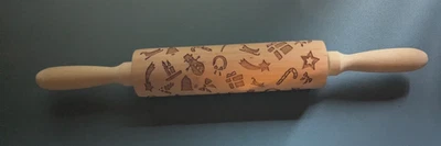 Engraved Christmas Themed Rolling Pin Small 6.5" New - Image 1 of 4