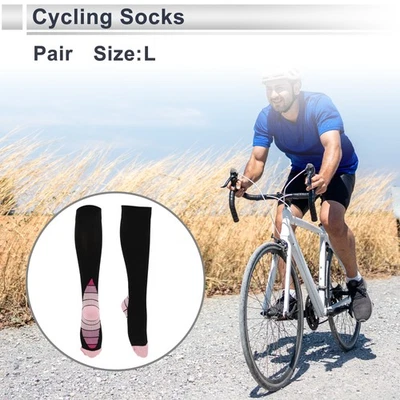 Calcetines de ciclismo absorben el sudor talla L calcetines de ciclismo de corte alto rosa negro Foto 1 de 4