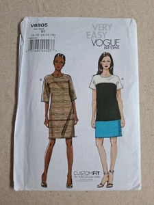 VERY EASY VOGUE PATTERNS V8805 DRESS SIZE 8 10 12 14 16 CUSTOM FIT FOR BUST ABCD - Picture 1 of 3