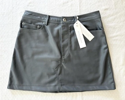NEW w/ Tags Jonathan Simkhai Womens Medium Faux Leather Mini Skirt Gray Pockets - Image 1 of 4