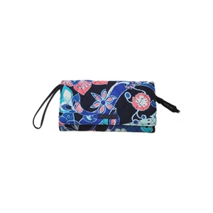 Vera Bradley Floral Blue & Pink Wallet / Clutch Quilted Zipper Pockets LOGO - Picture 1 of 9